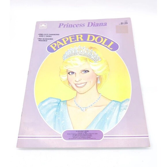 Vintage 1985 Princess Diana Golden Paper Dolls Doll Book Uncut PreCut 1980s 80s - Picture 1 of 9